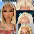 BonitaBae 5x5 HD Lace Closure Glueless Wigs Human Hair 613 Blond Bob Wig Human Hair Short Bob Wigs For Black Women Pre Plucked 180% Density 12Inch