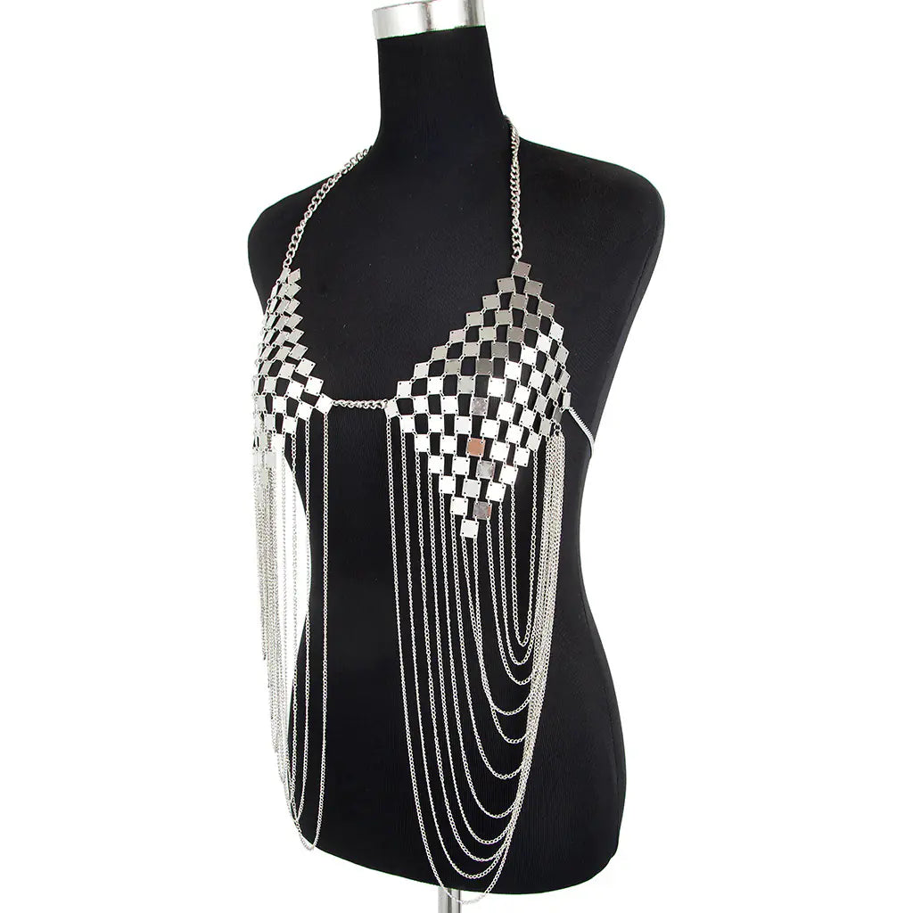 Metallic Body Chain with Tassel for Women’s Fashion