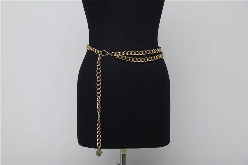 Adjustable Metal Chunky Chain Belt for Women’s Fashion