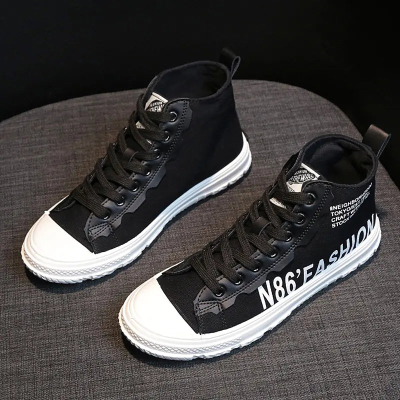 Women’s High-Top Canvas Sneakers - Versatile Student Style