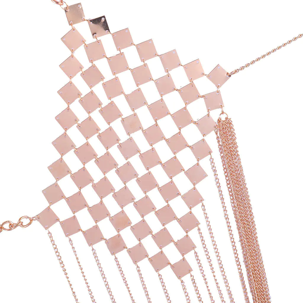 Metallic Body Chain with Tassel for Women’s Fashion