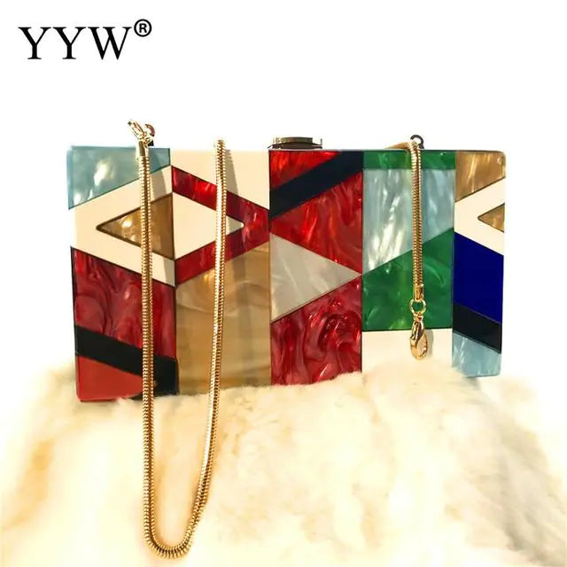 Luxury Acrylic Geometric Women’s Messenger Handbag