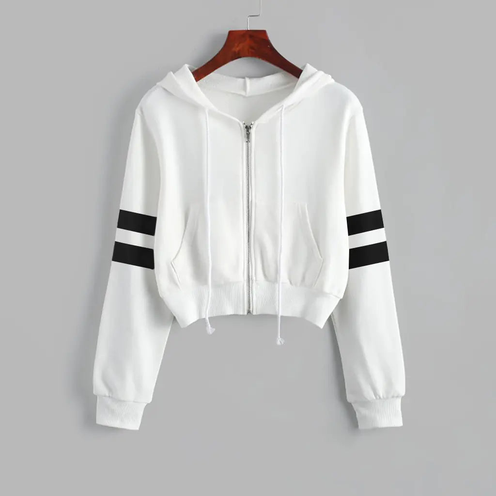 Women’s Y2K Cropped Hoodie - Long Sleeve Stripe Sweatshirt