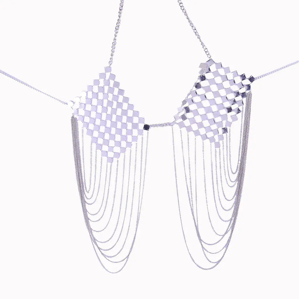 Metallic Body Chain with Tassel for Women’s Fashion