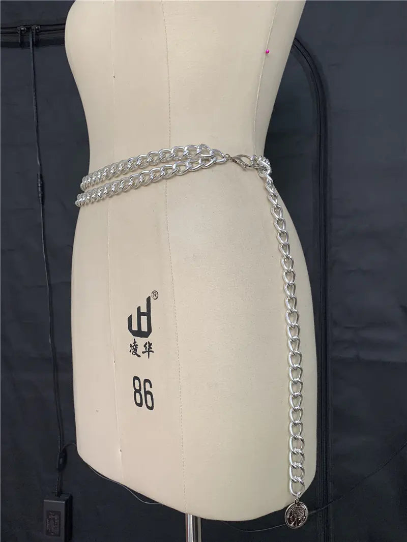 Adjustable Metal Chunky Chain Belt for Women’s Fashion