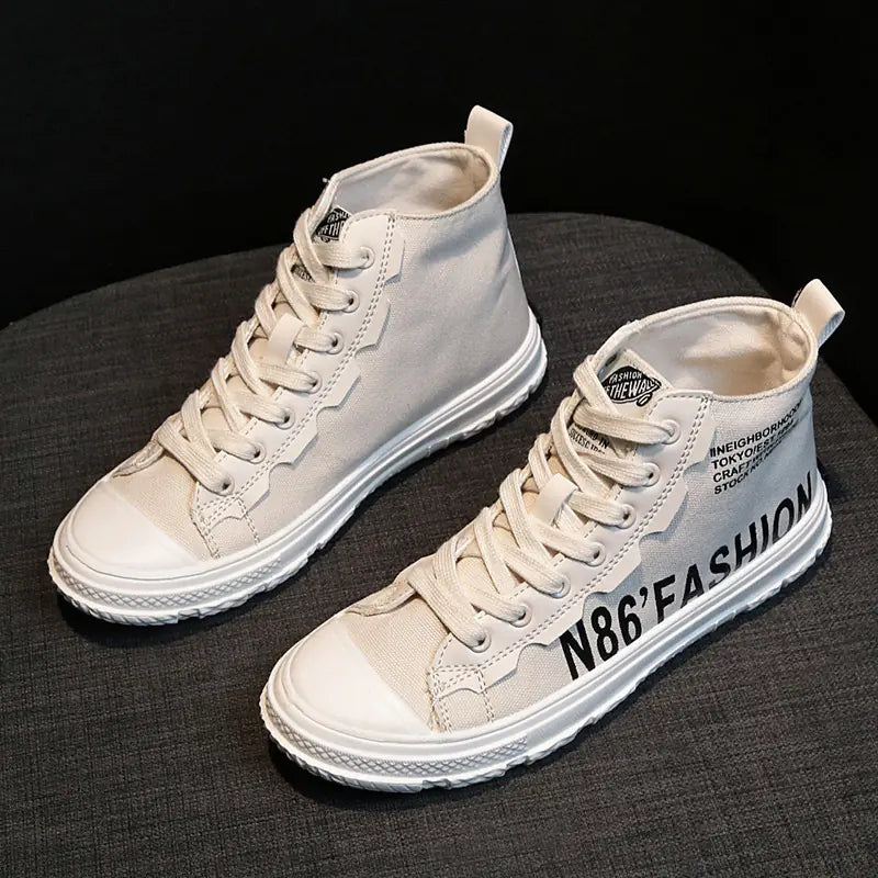 Women’s High-Top Canvas Sneakers - Versatile Student Style