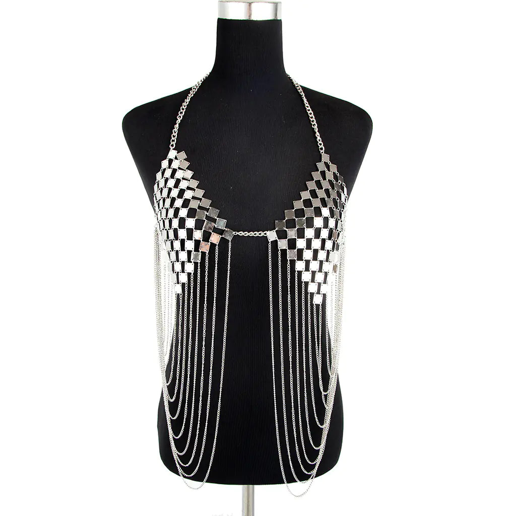 Metallic Body Chain with Tassel for Women’s Fashion