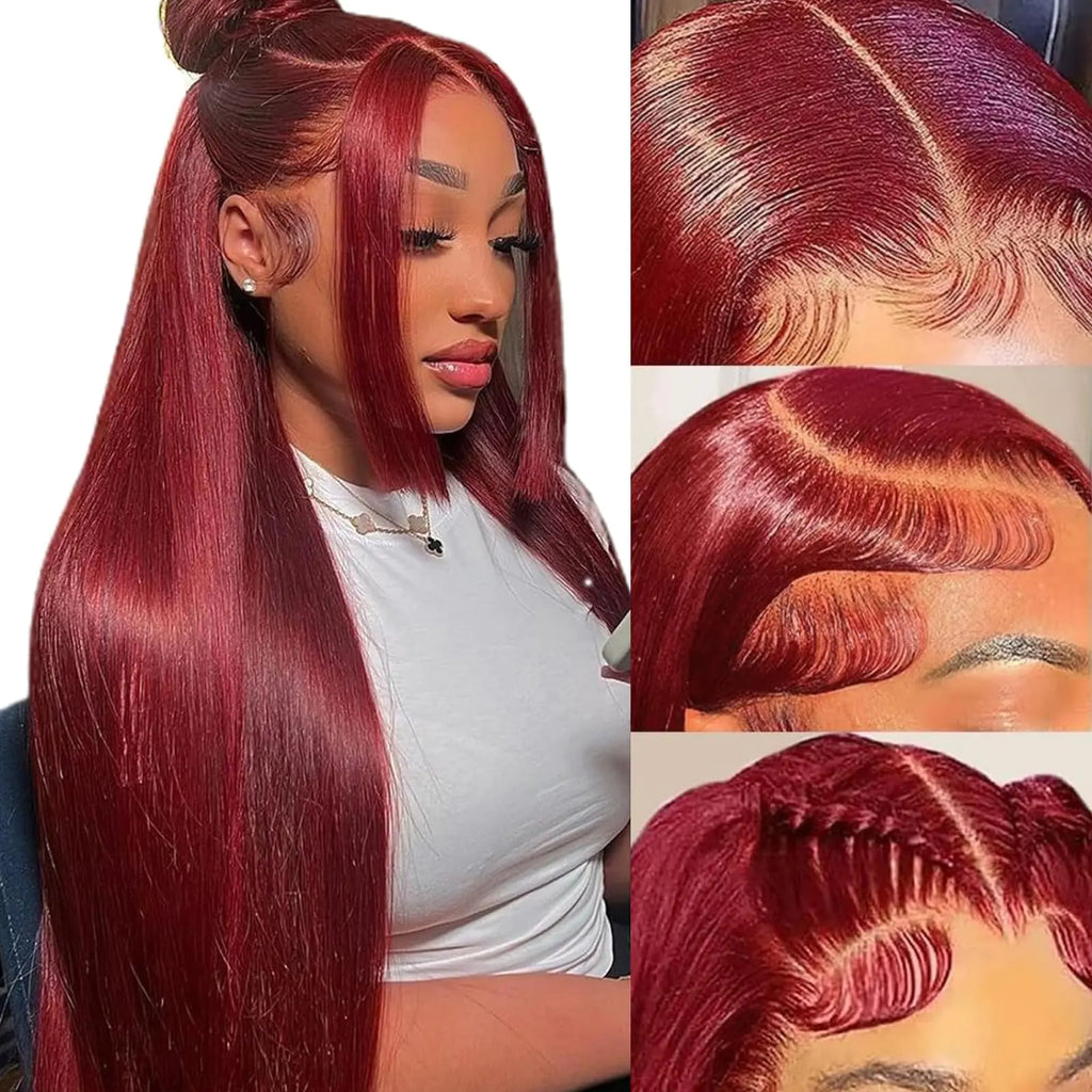 Burgundy Bliss 28" Lace Front Human Hair Wig