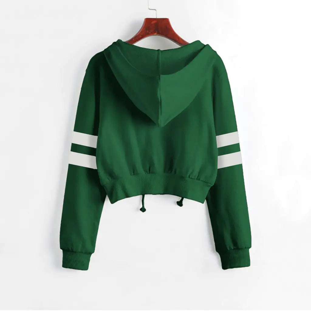 Women’s Y2K Cropped Hoodie - Long Sleeve Stripe Sweatshirt