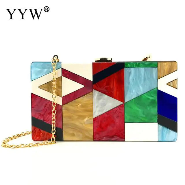 Luxury Acrylic Geometric Women’s Messenger Handbag