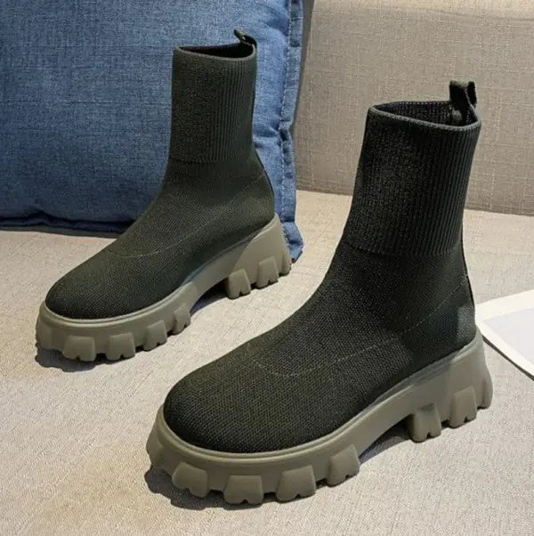 Women’s Sock Boots with Chunky Heels and Platform
