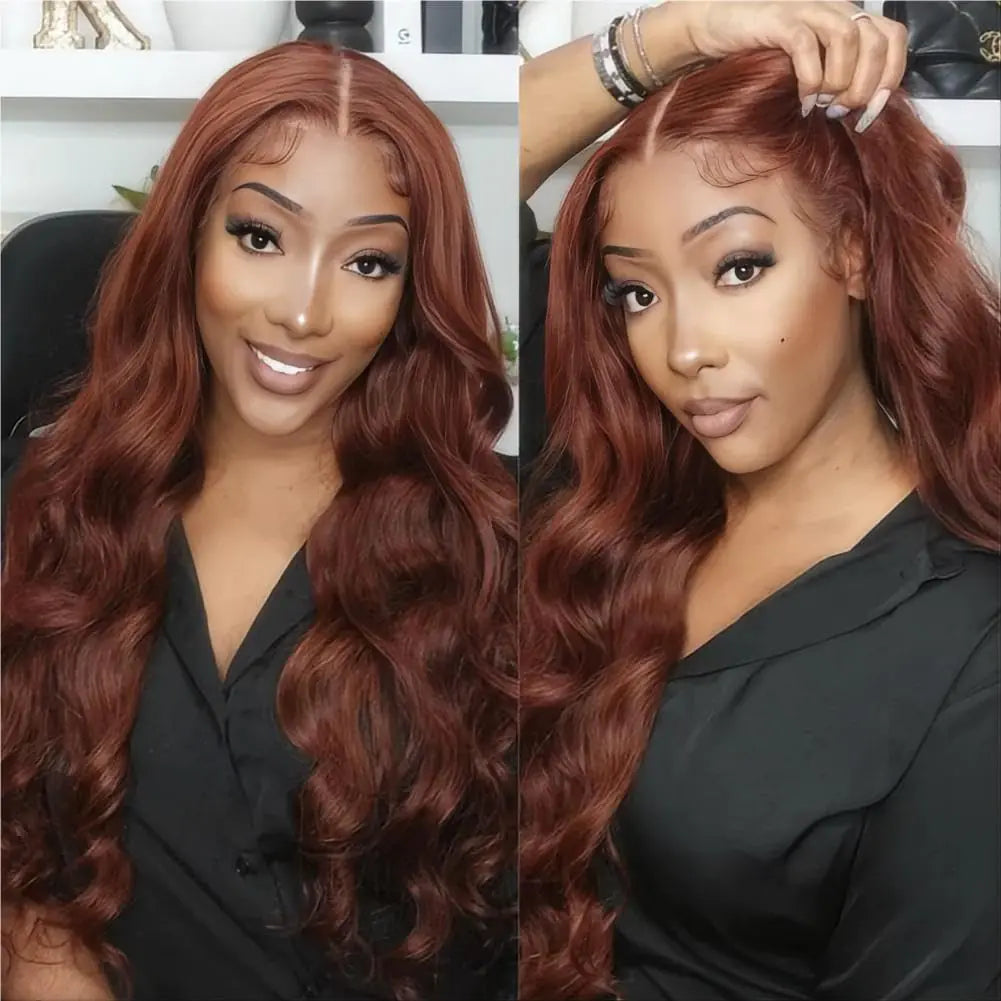 Glueless Wigs Human Hair Pre Plucked Pre Cut Reddish Brown Lace Front Wig Human Hair 6x4 Hd Lace Closure Wigs Human Hair Wigs for Black Women Copper Red Lace Front Wigs Human Hair 18 Inch